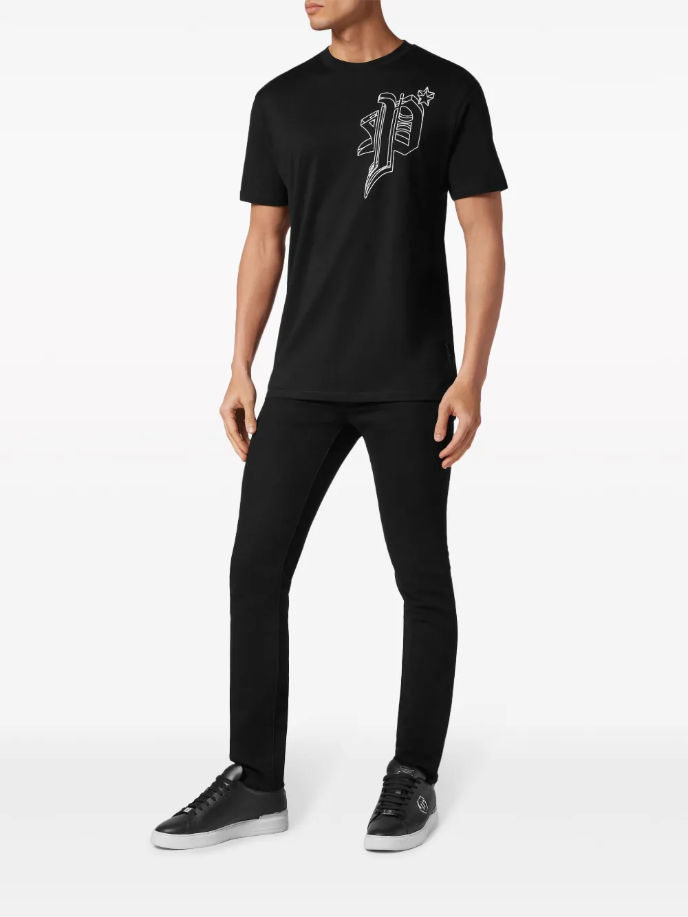 Shop Philipp Plein Skull-print Cotton T-shirt In Black