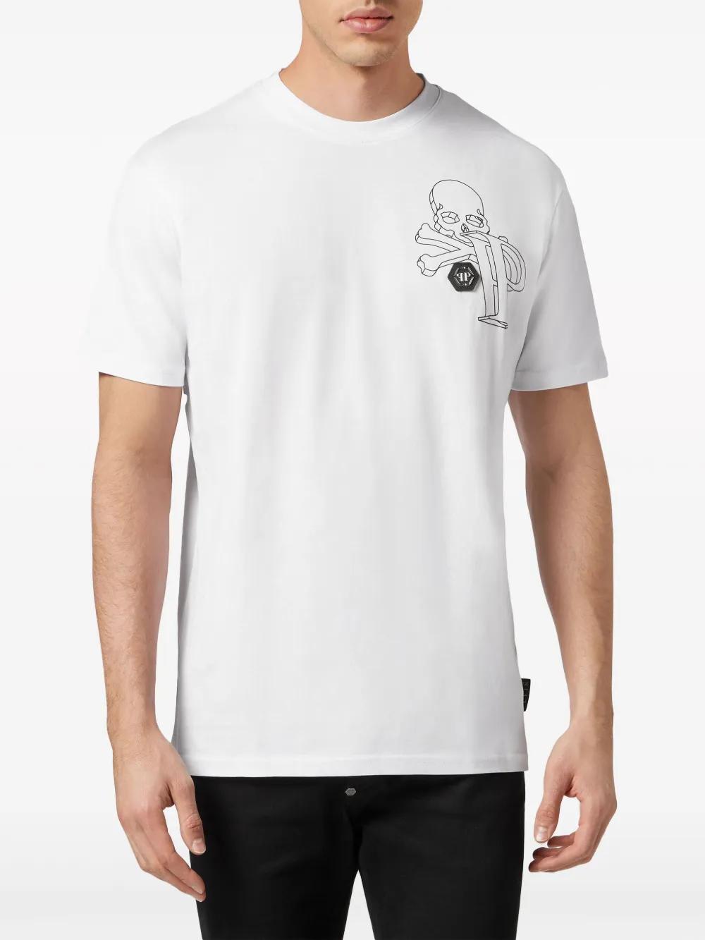 Shop Philipp Plein Wire Frame Logo-print T-shirt In White