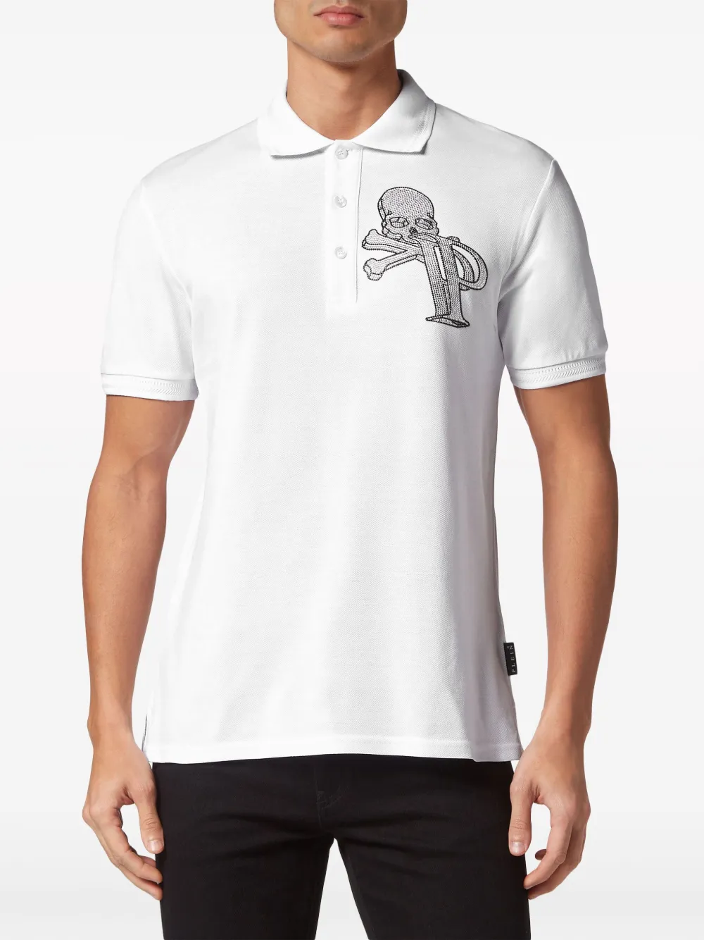 Shop Philipp Plein Wire Frame Crystal-embellished Polo Shirt In White