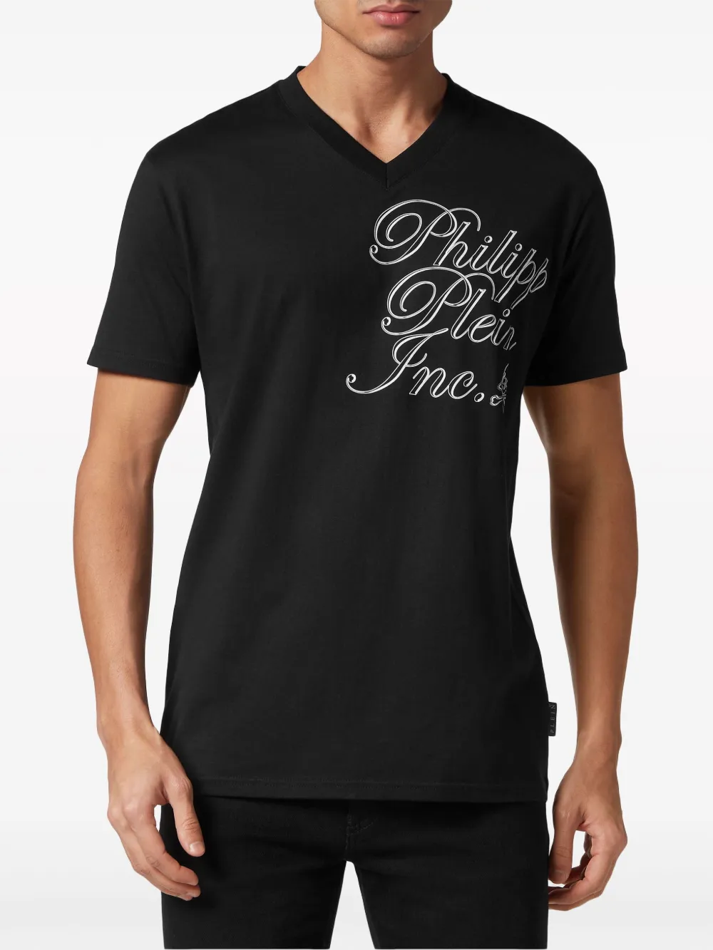 Shop Philipp Plein Logo-print Cotton T-shirt In Black