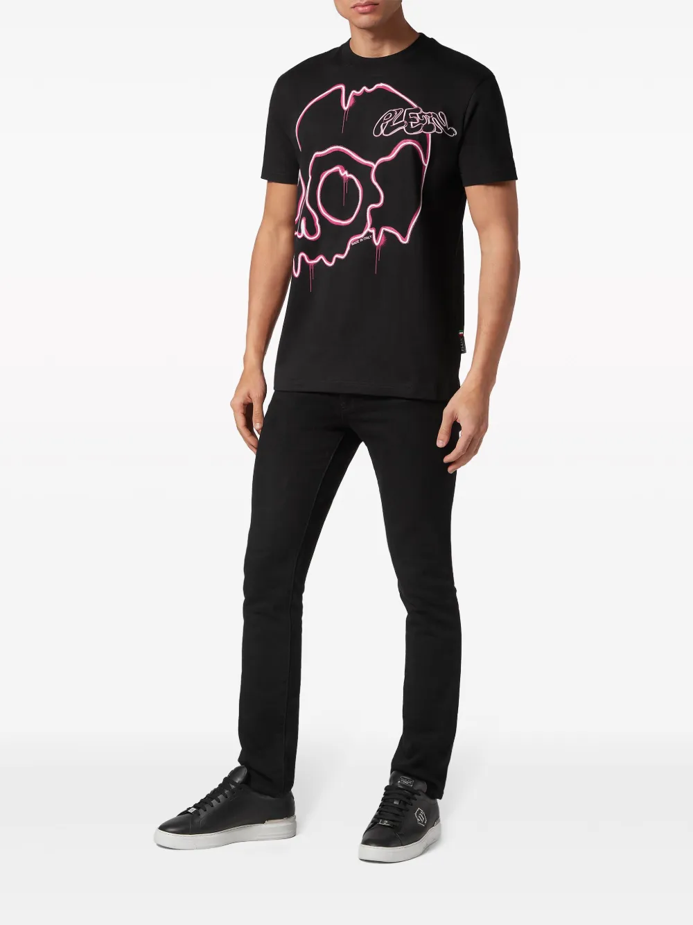 Shop Philipp Plein Dripping Skull Cotton T-shirt In Black