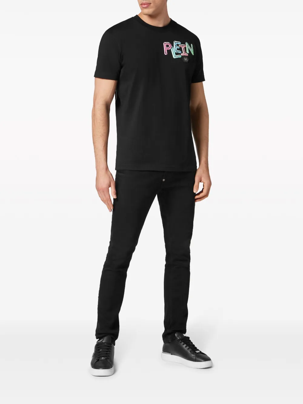 Shop Philipp Plein Logo-print Cotton T-shirt In Black