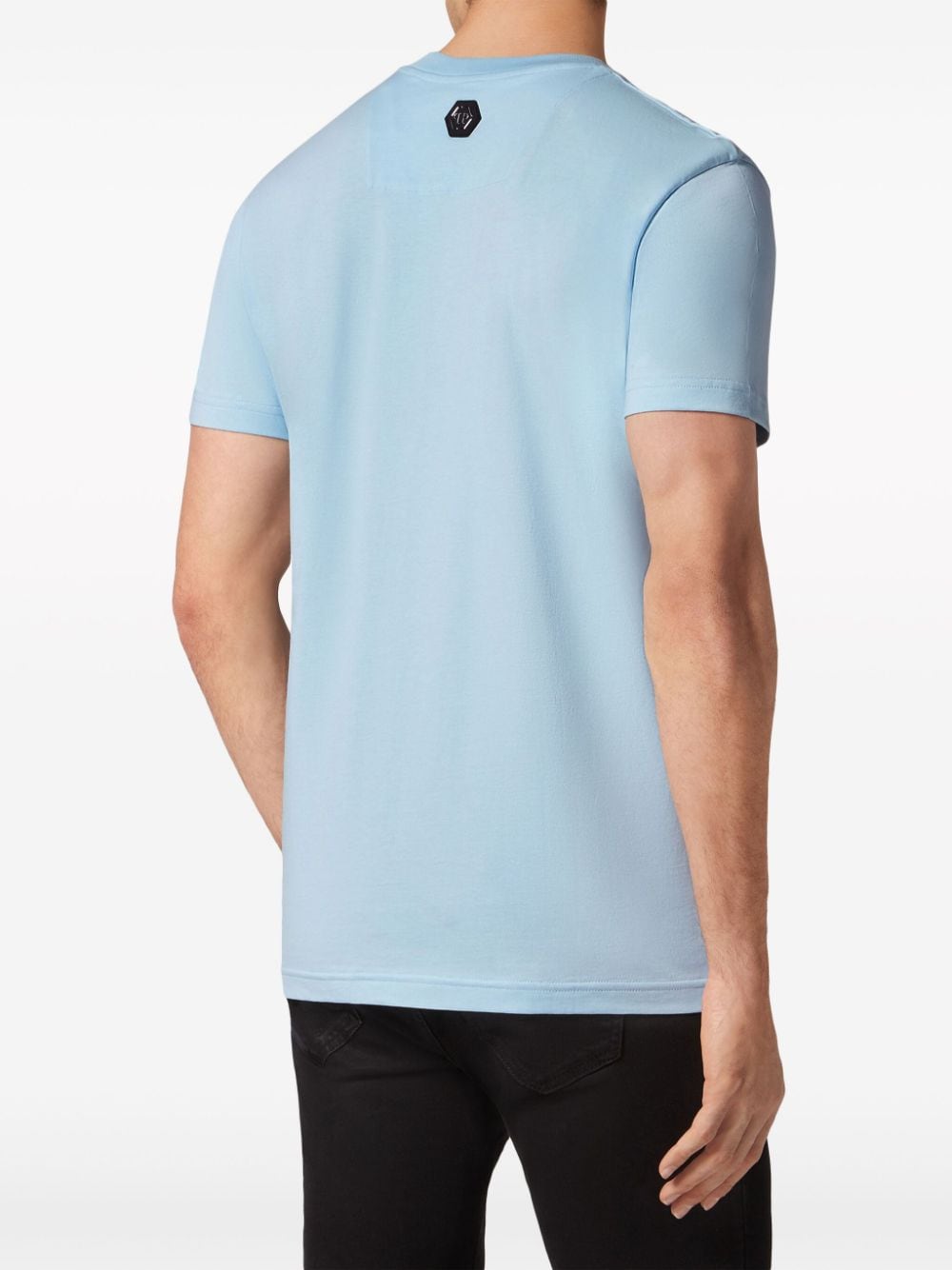 Shop Philipp Plein Skully Gang Cotton T-shirt In Blue