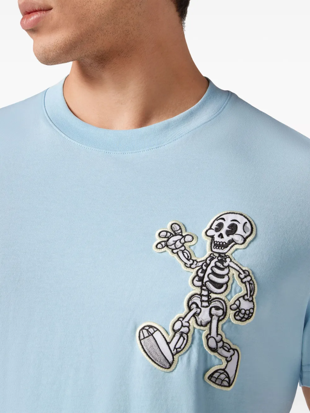 Shop Philipp Plein Skully Gang Cotton T-shirt In Blue