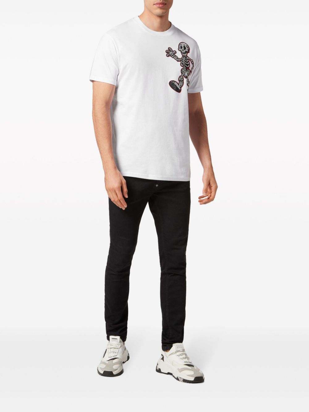 Shop Philipp Plein Skeleton Cotton T-shirt In Weiss