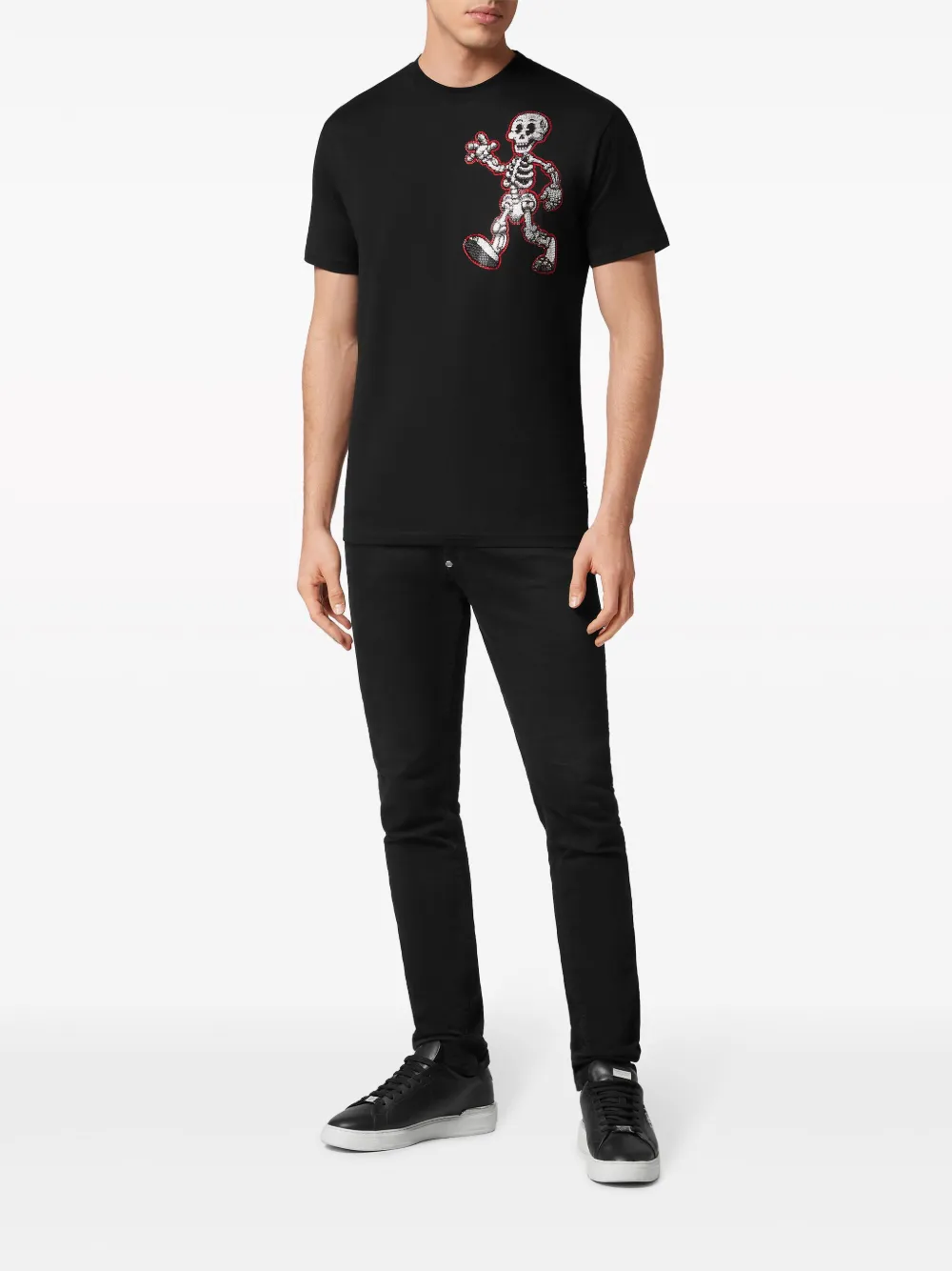 Philipp Plein T-shirt met skeletprint - Zwart