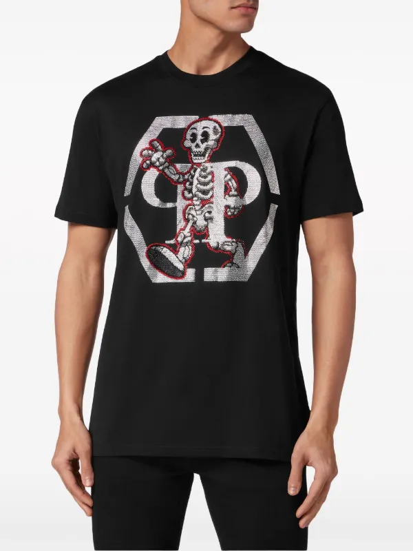 Philipp Plein rhinestone-skeleton Cotton T-shirt | Black