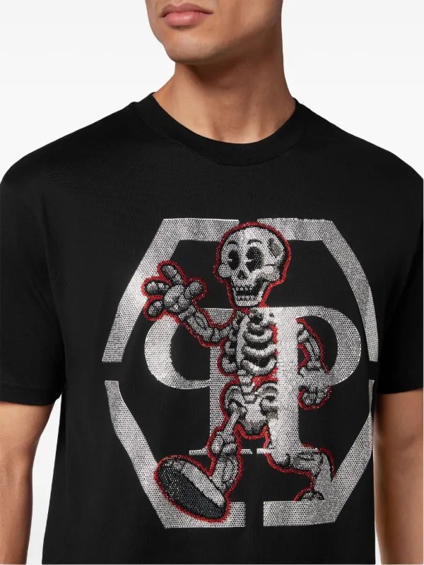 Philipp Plein rhinestone-skeleton Cotton T-shirt | Black