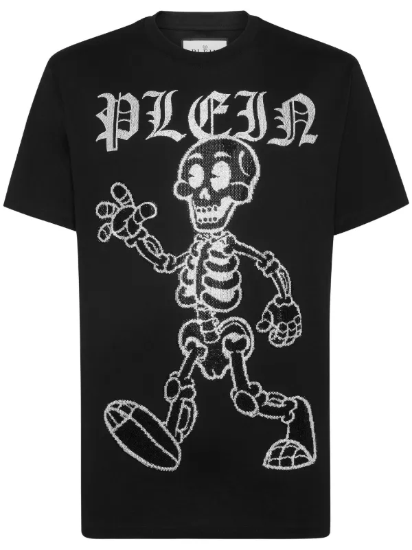 超カッコいい！　フィリップ プレイン/スカルTシャツ美品 Philipp Plein Skeleton スタッズ Tシャツ | ブラック | FARFETCH JP