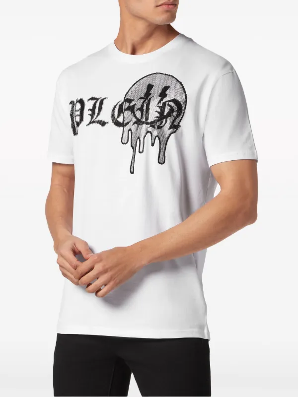 Philipp Plein rhinestone-logo Cotton T-shirt | White | FARFETCH