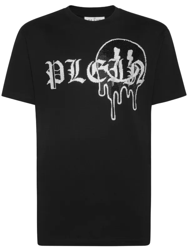 Philipp Plein rhinestone-logo Cotton T-shirt Black FARFETCH OM