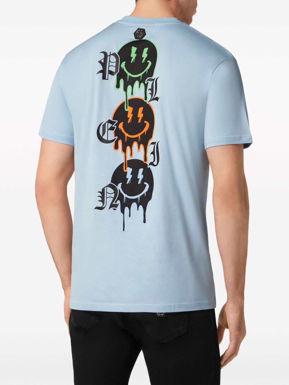 Shop Philipp Plein Smile Logo-print Cotton T-shirt In Blue