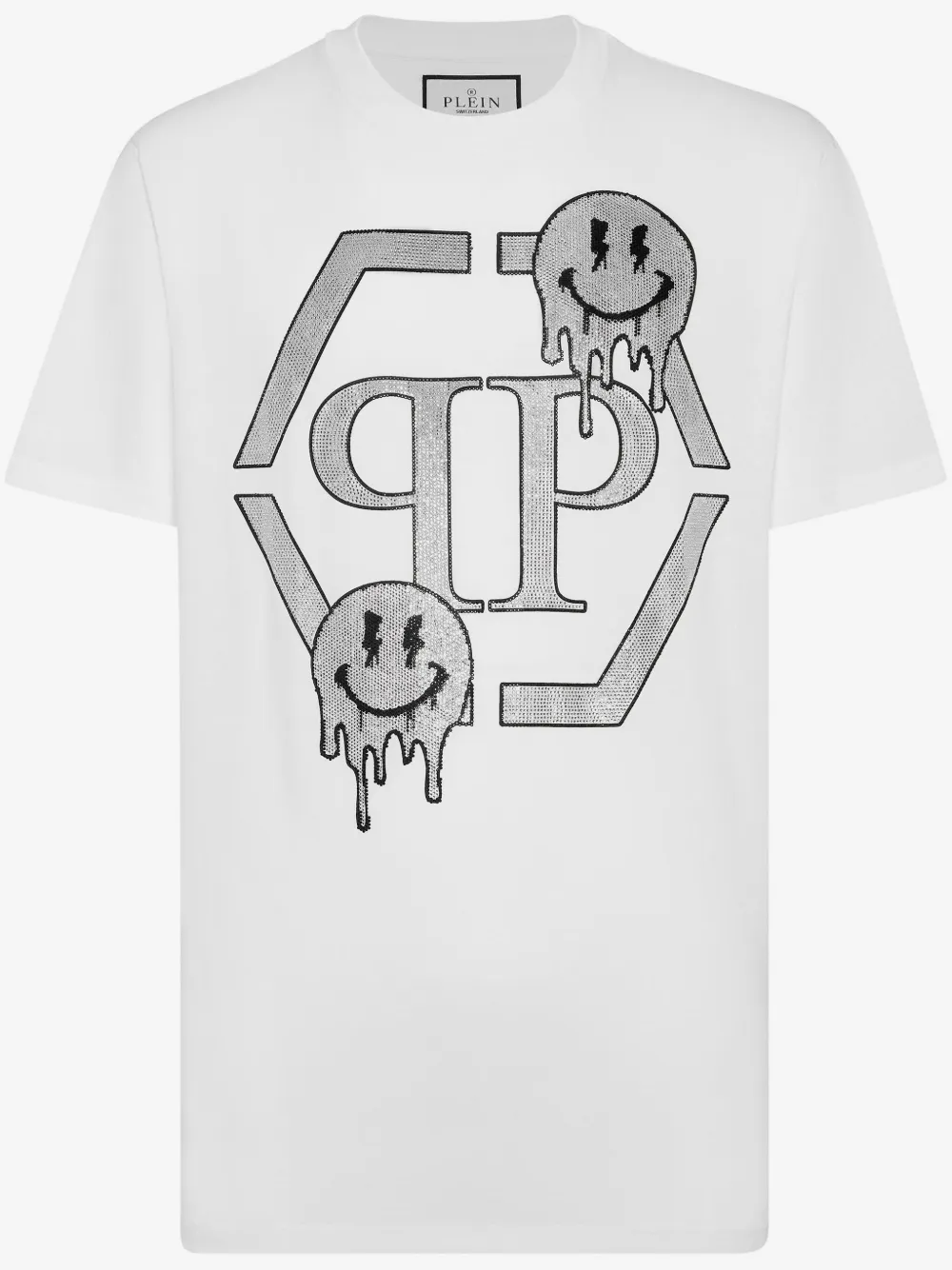 Philipp Plein ラインストーンロゴ Tシャツ | ホワイト | Image 1