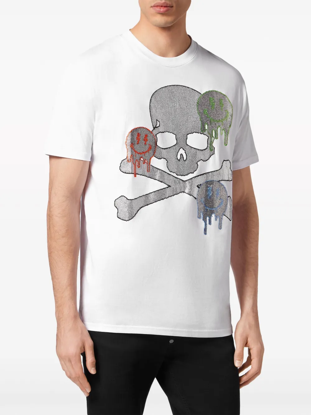 Philipp Plein T-shirt met doodskopprint - Wit