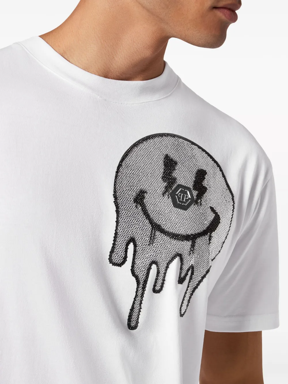 Shop Philipp Plein Smile Studded T-shirt In White