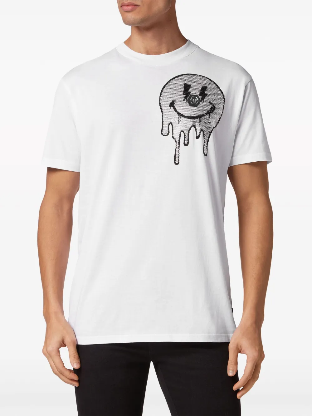 Shop Philipp Plein Smile Studded T-shirt In White