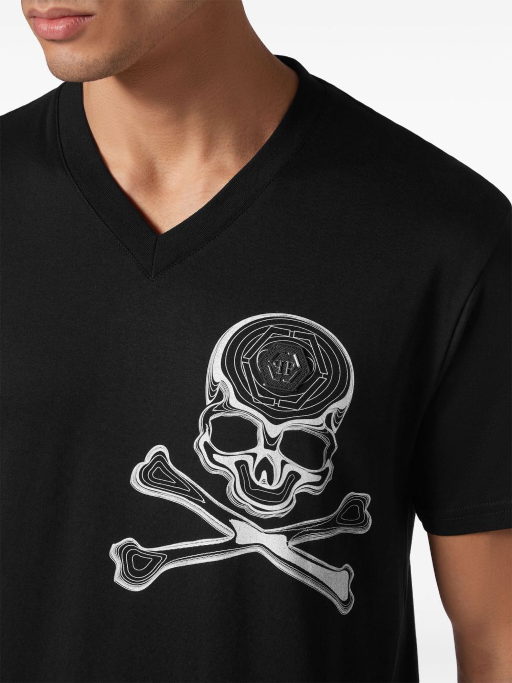 Shop Philipp Plein Skull-print Cotton T-shirt In Black