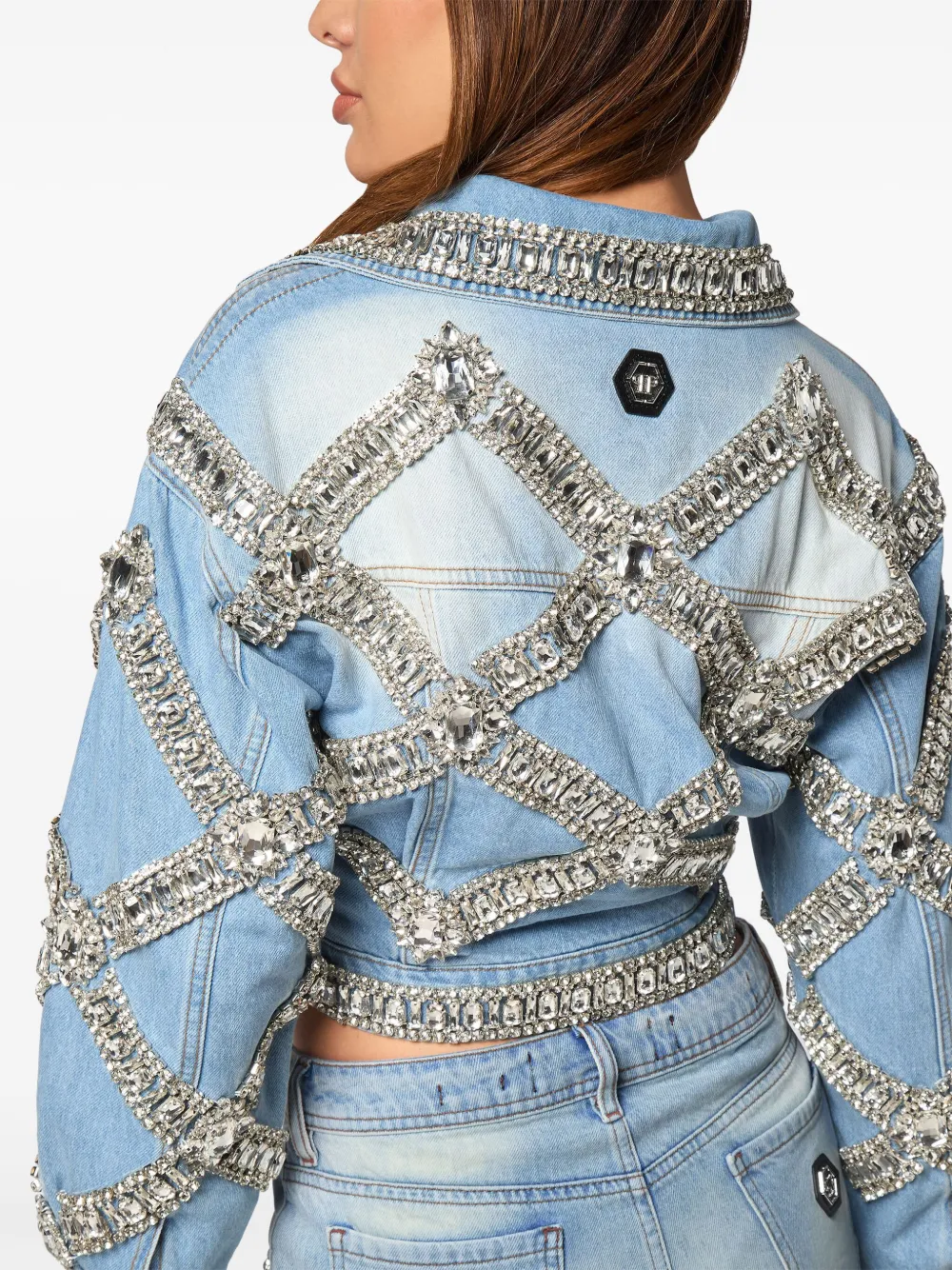 Philipp Plein Cropped broche jack Blauw