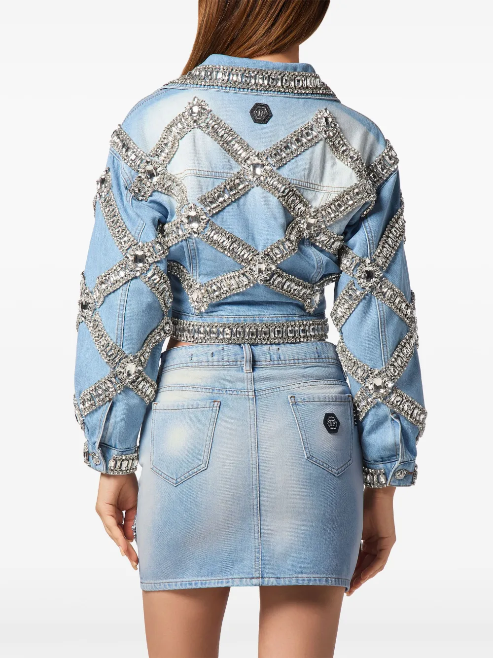 Philipp Plein Cropped broche jack Blauw
