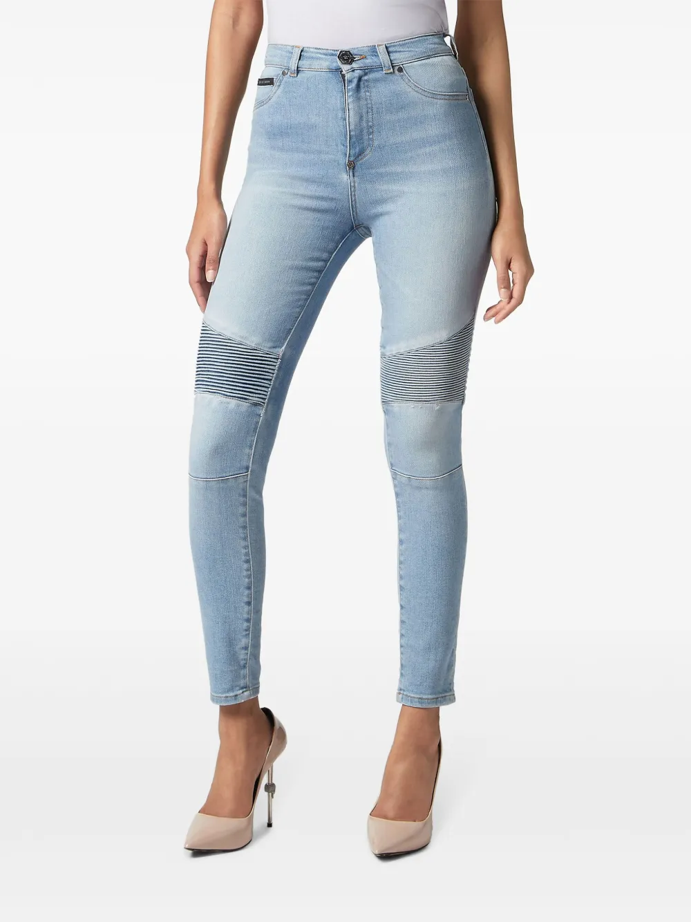 Shop Philipp Plein Skinny Biker Jeans In Blue