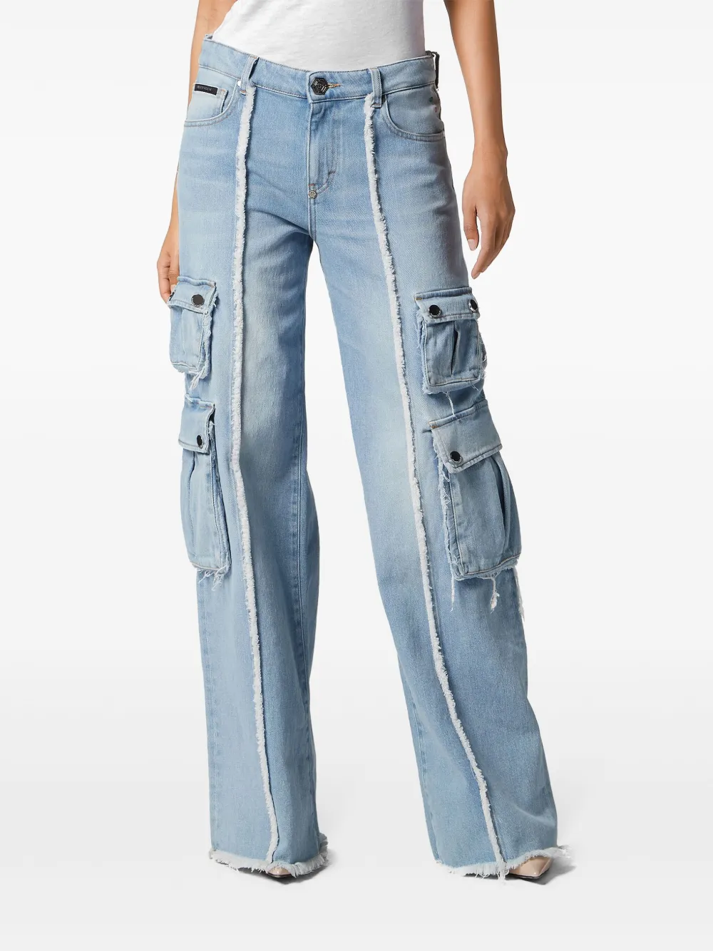 Philipp Plein Cargo jeans met wijde pijpen Blauw