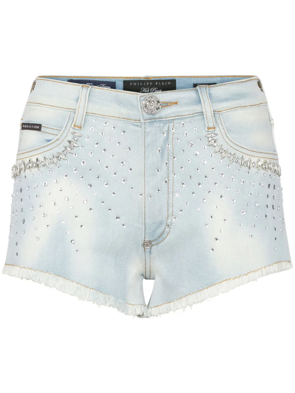 Philipp Plein Denim shorts met stras Blauw