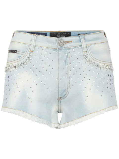 Philipp Plein shorts de mezclilla con strass
