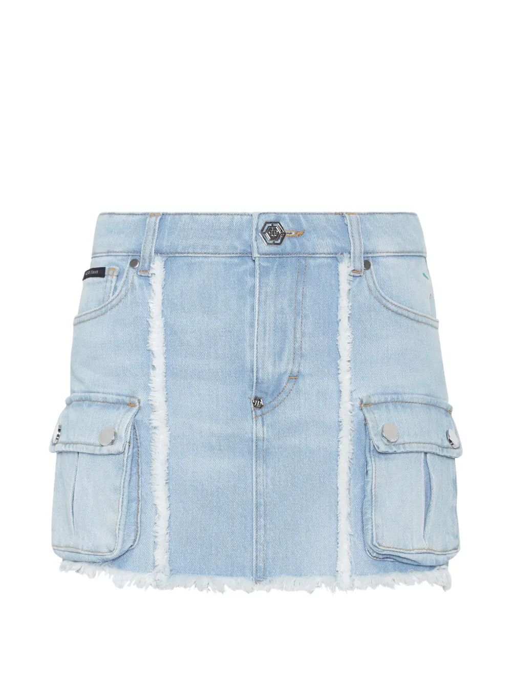 Philipp Plein frayed cargo mini skirt - Blu