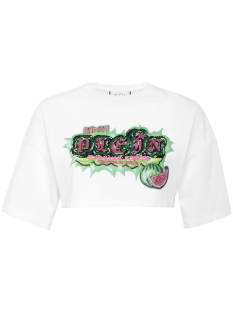 Philipp Plein logo-embellished cropped T-shirt