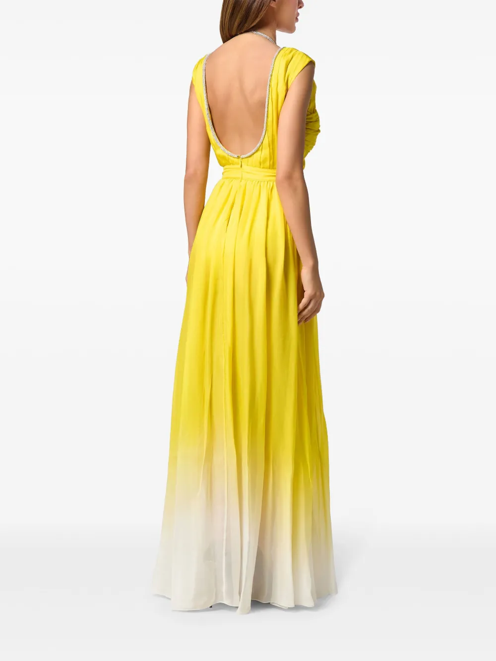 PHILIPP PLEIN V-NECK SILK MAXI DRESS