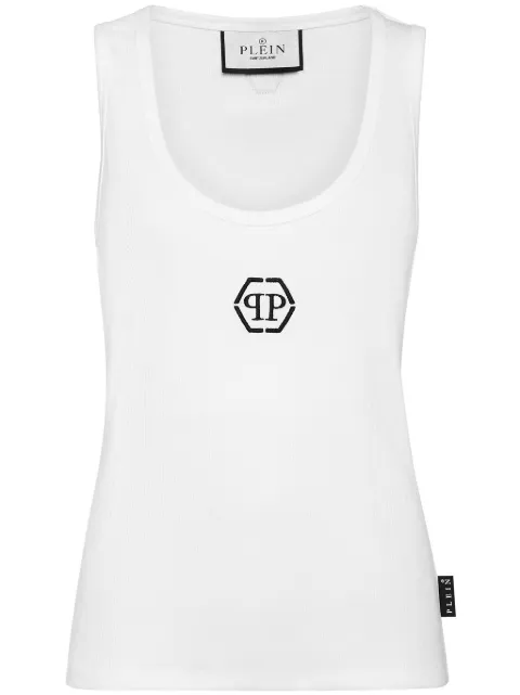 Philipp Plein logo-embroidered ribbed tank top