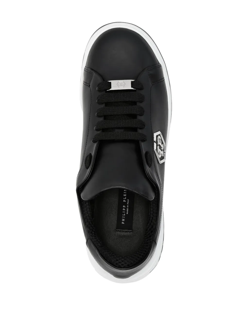 Shop Philipp Plein Logo-appliqué Leather Sneakers In Black