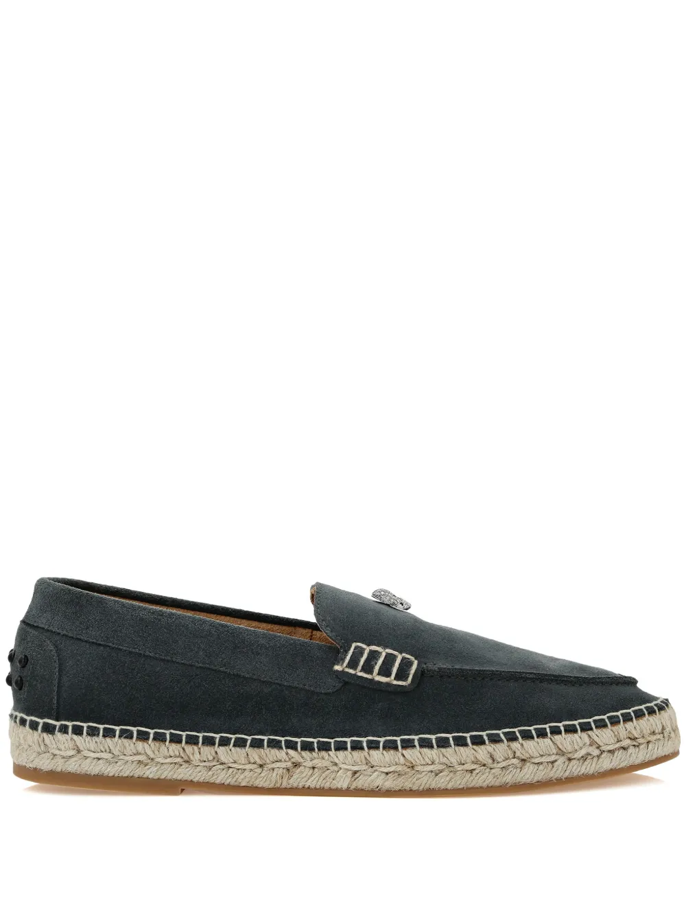 Philipp Plein skull-embellish t suede espadrilles Grey