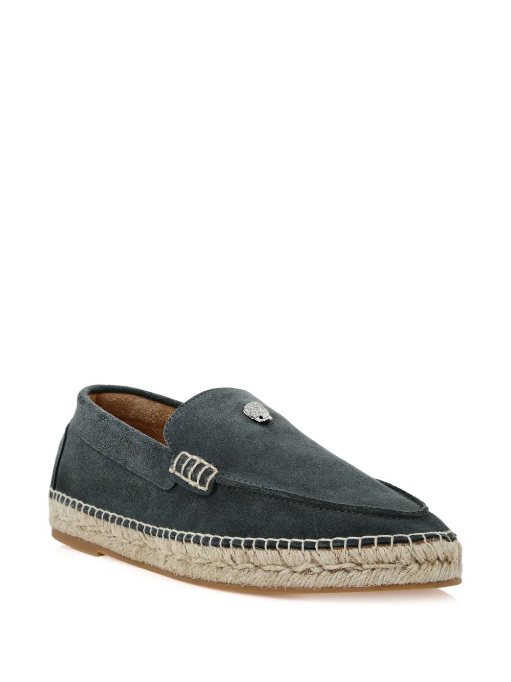 Philipp Plein skull-embellishment suede espadrilles Grey