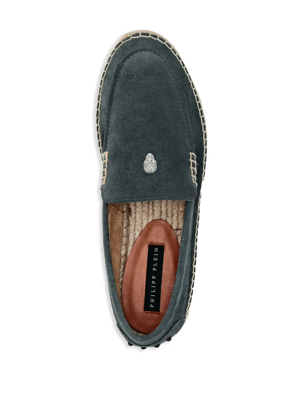 Philipp Plein skull-embellishment suede espadrilles Grey