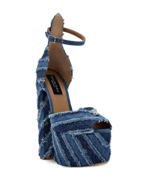 Philipp Plein Mixed Denim 120mm platform sandals PADSWSA0667PDE004N - 1
