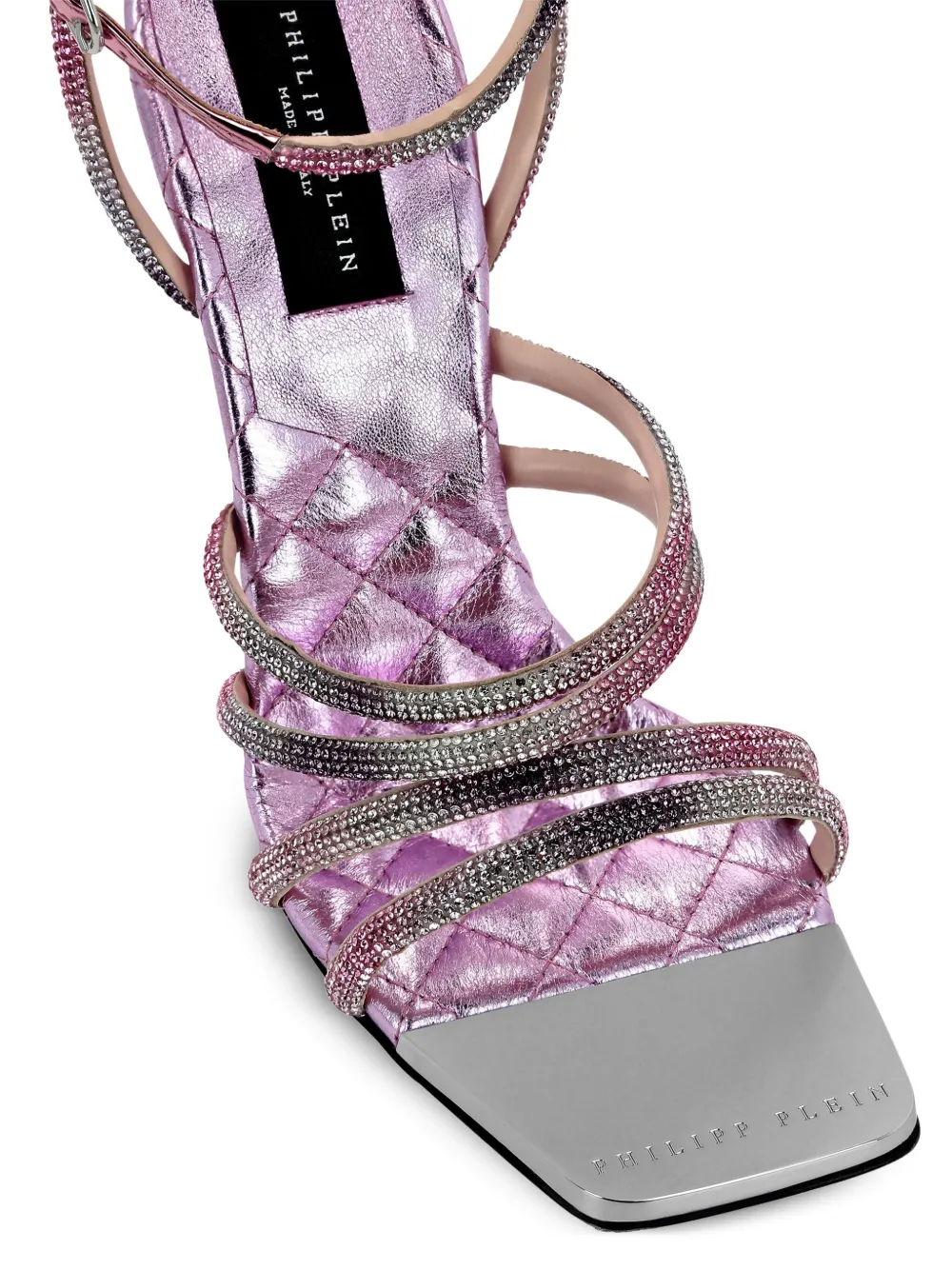 PHILIPP PLEIN MIRROR CRYSTAL 120MM STUD-EMBELLISHED SANDALS
