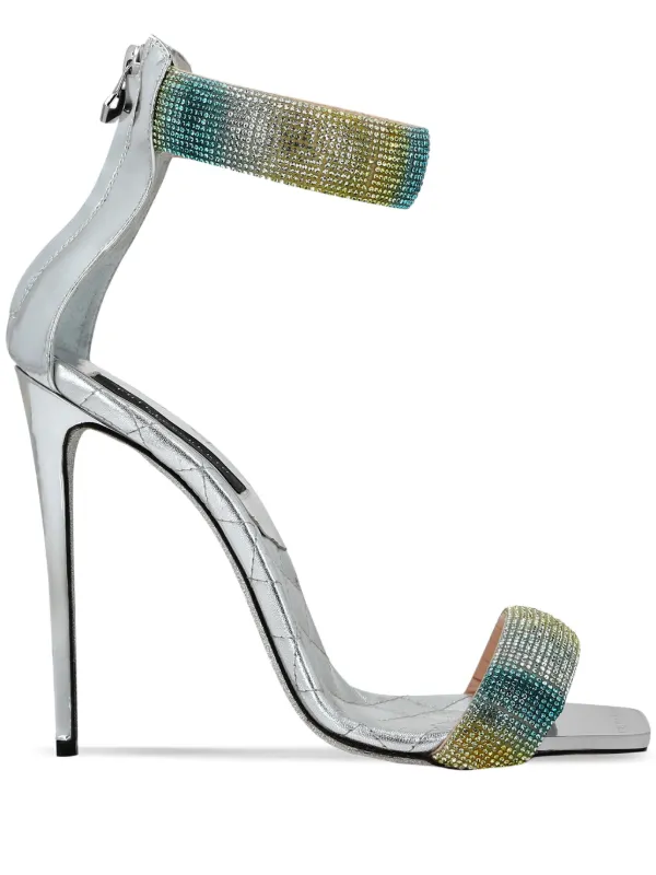Metallic leather sandal with crystals online