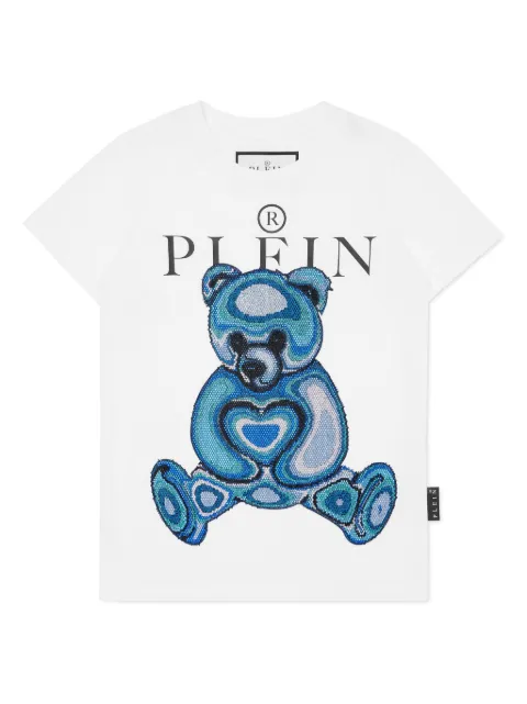 Philipp Plein Junior crystal-embellished teddy bear T-shirt