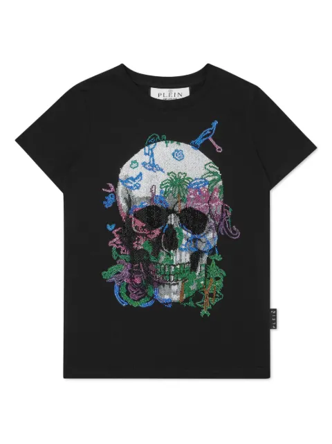 Philipp Plein Junior футболка с кристаллами и декором Skull