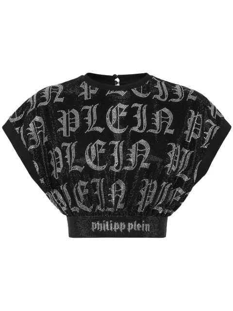 Philipp Plein top corto con detalles de cristal