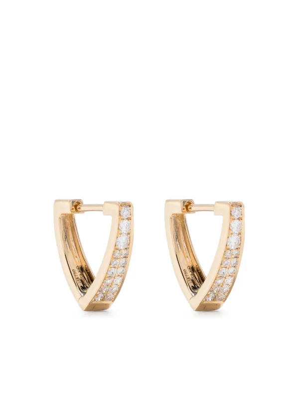 Anita Ko Triangle Shape 2 Row Diamond Huggies in Gold