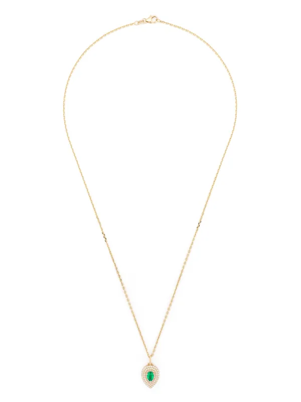Anita Ko 18k Yellow Gold Loulou Emerald and Diamond Locket Necklace