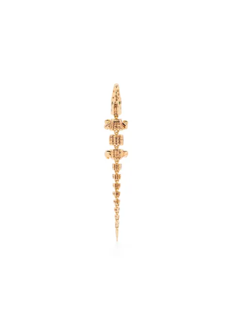 Bibi van der Velden 18kt yellow gold Alligator Vertebrae Bite tsavorite single earring