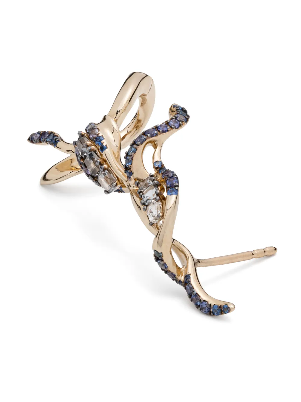 Bibi Van Der Velden 18kt White Gold Puff Multi-stone Ear Climber In Gold