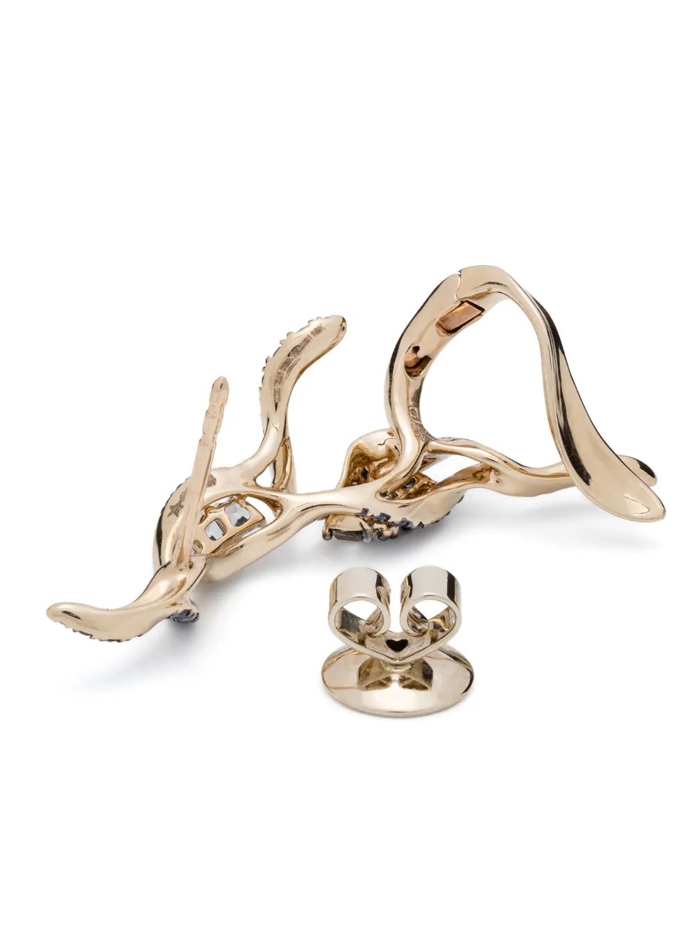 Bibi Van Der Velden 18kt White Gold Puff Multi-stone Ear Climber In Gold