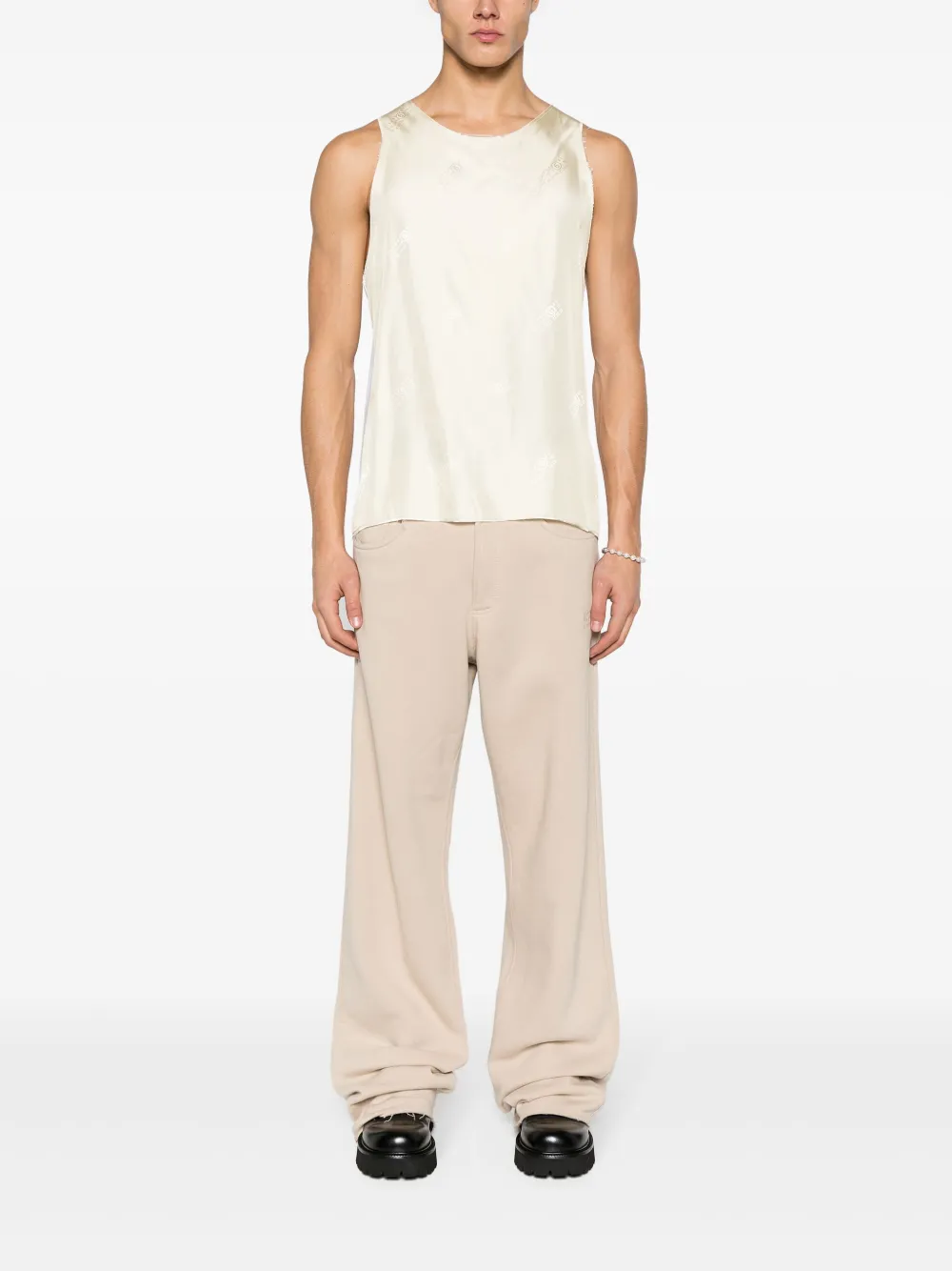 Shop Mm6 Maison Margiela Numbers Motif-print Panelled Tank Top In Neutrals