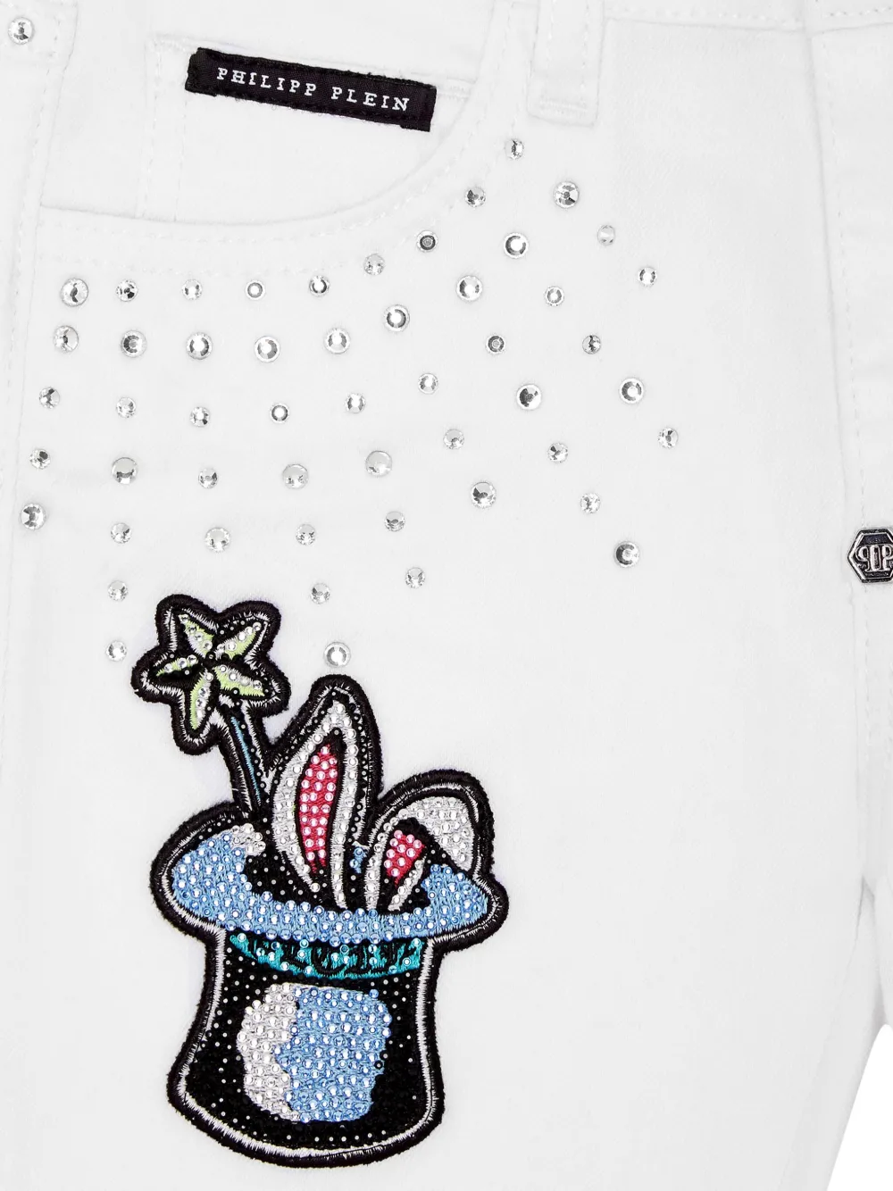 Philipp Plein Junior Jeans met patches Wit