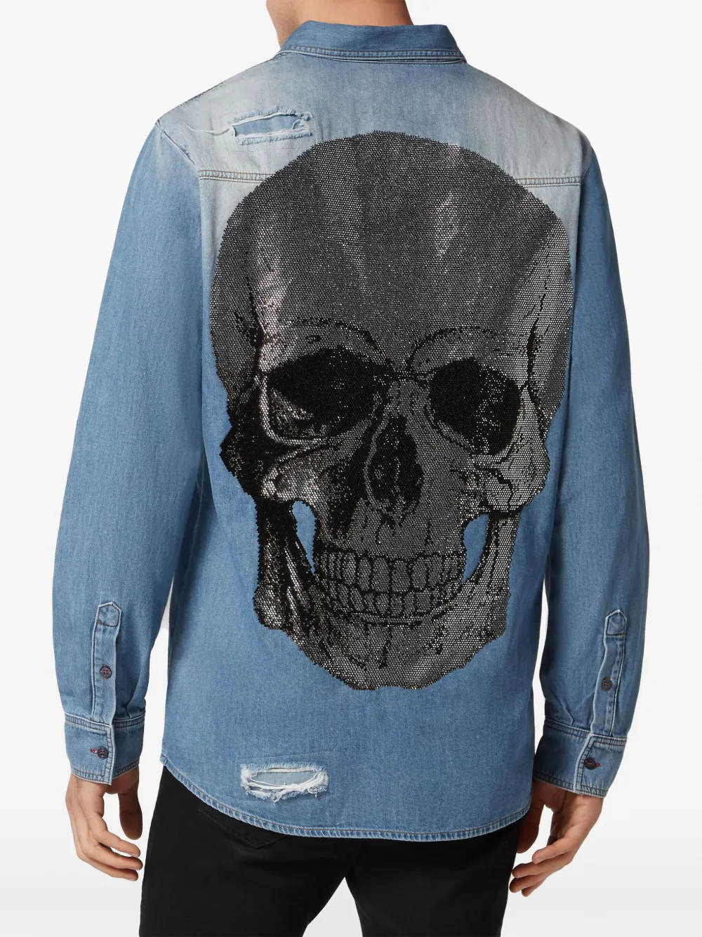 Philipp Plein Denim overhemd Blauw