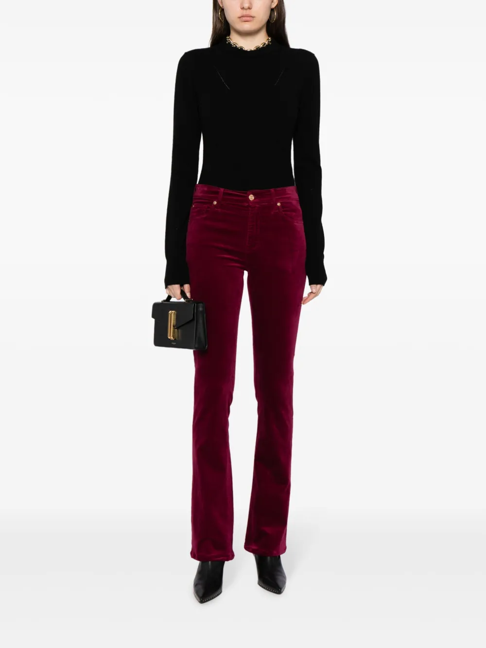 7 For All Mankind bootcut velvet trousers - Rood